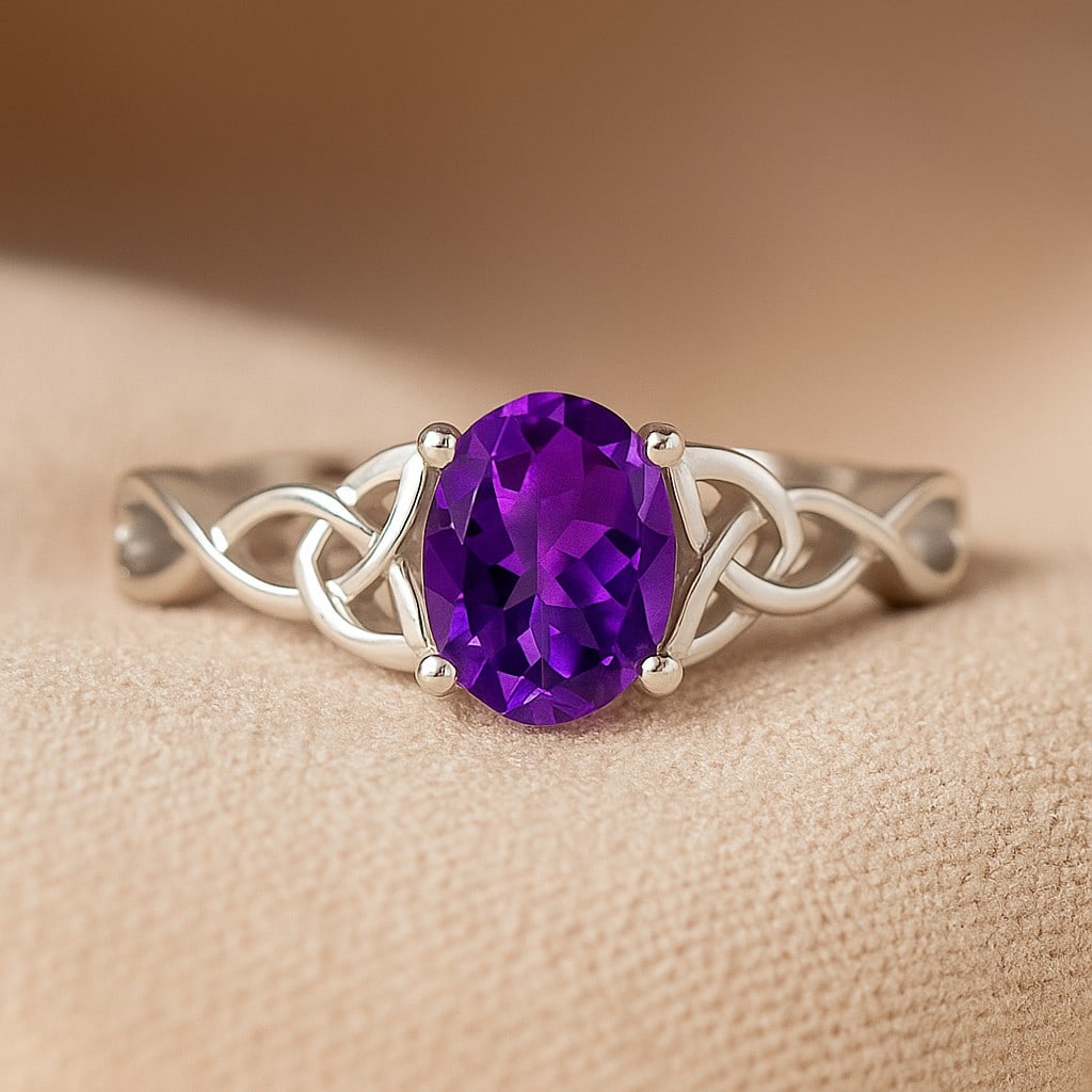 Natural Amethyst Gemstone 92.5 Sterling Silver Ring: Natural Amethyst Gemstone 92.5 Sterling Silver Ring Jewelry Type : Ring Gemstone : Natural Amethyst Gemstone Shape : Oval Gemstone Size : 8x6 MM Gemstone Quantity : 1 Piece Metal : Silver