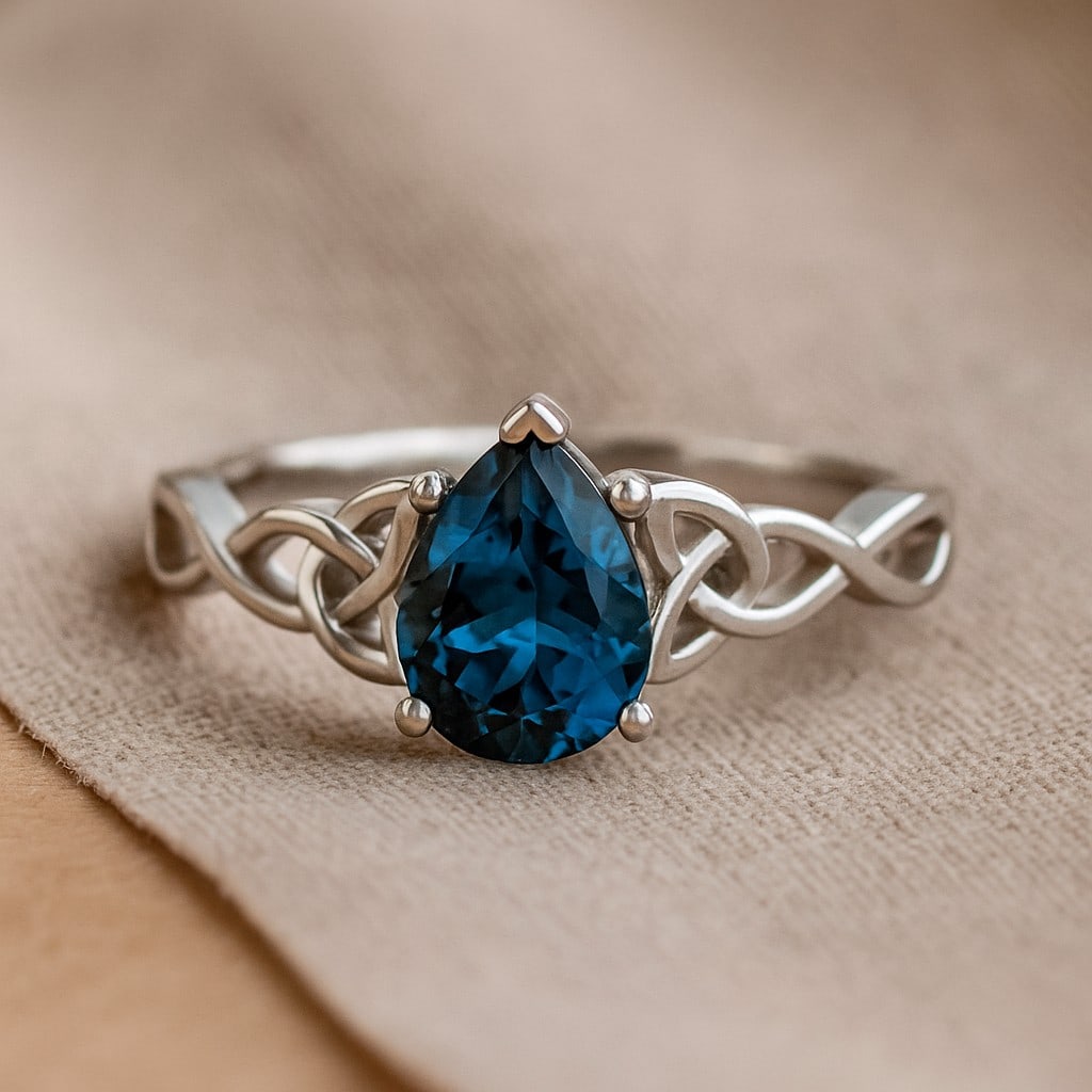 Natural London Blue Topaz Gemstone 92.5 Sterling Silver Ring (1 of 7)