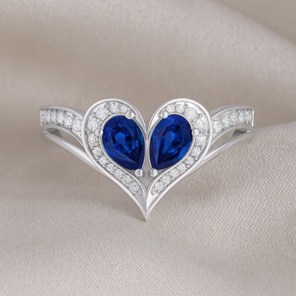 Natural Blue Sapphire Gemstone 92.5 Sterling Silver Ring (1 of 7)