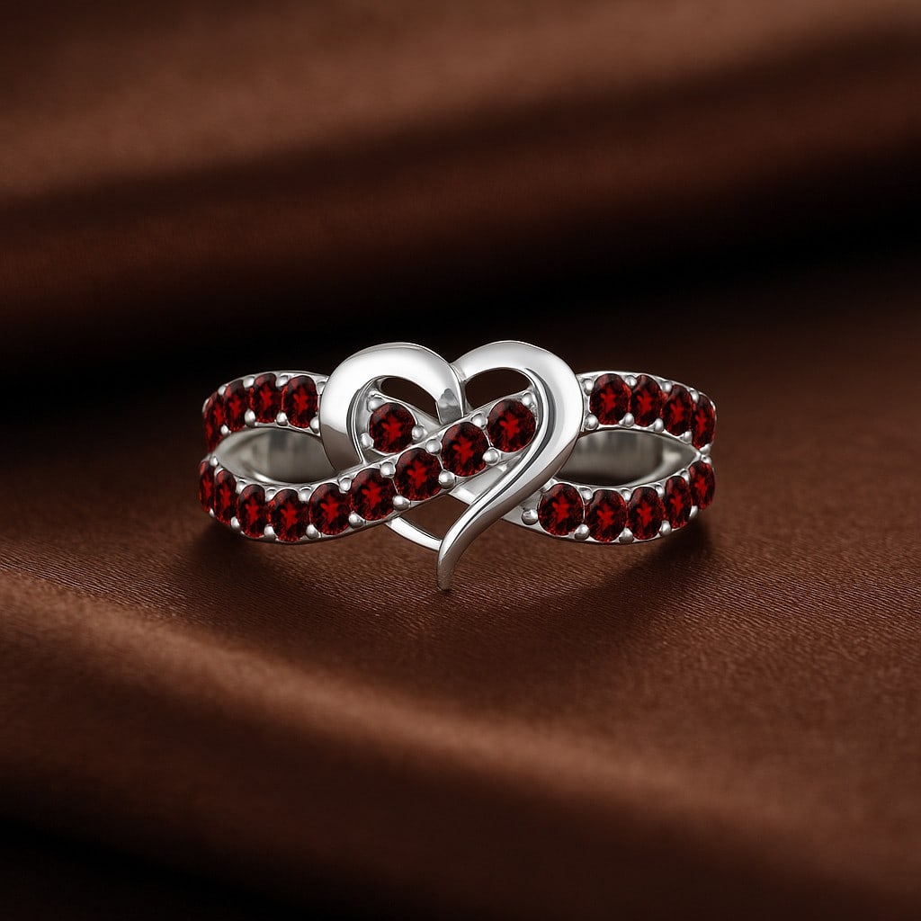 Natural Garnet Gemstone 92.5 Sterling Silver Ring (1 of 7)