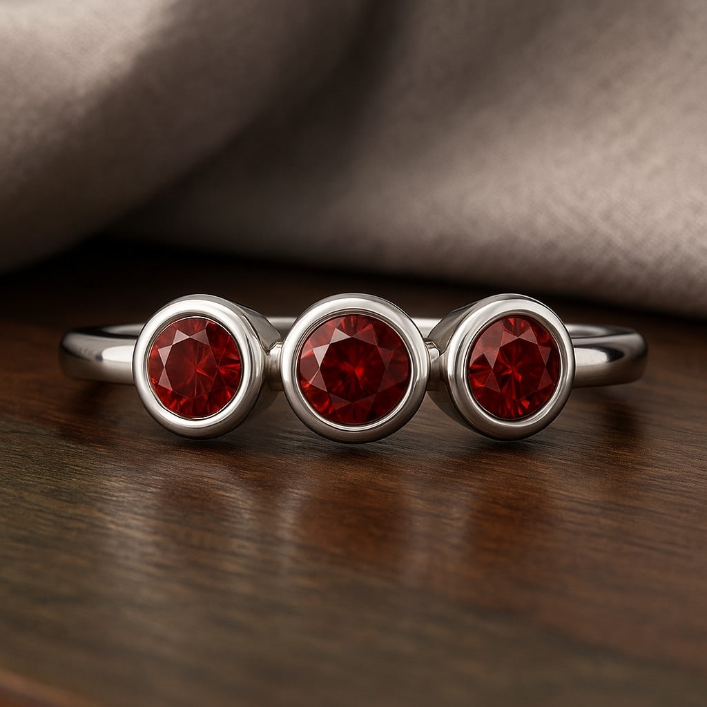 Natural Garnet Gemstone 92.5 Sterling Silver Ring (1 of 7)