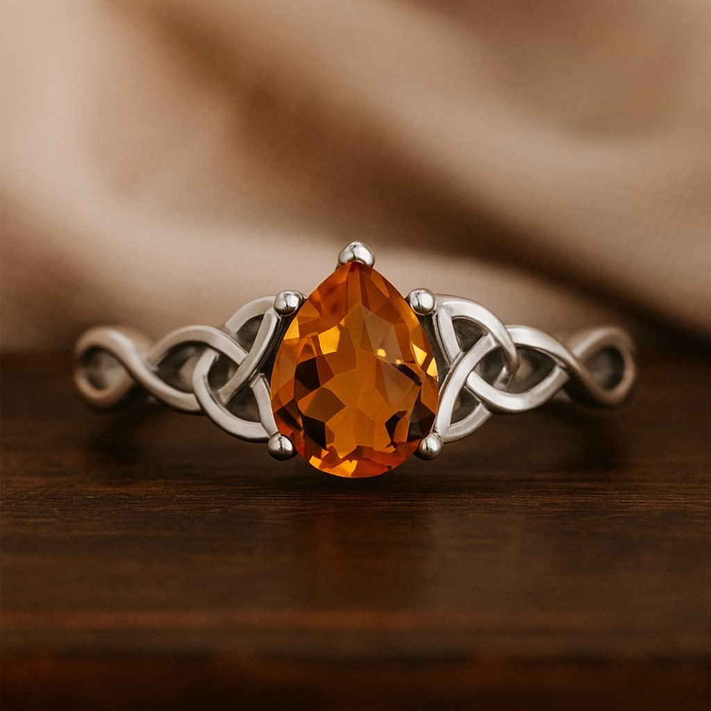 Natural Citrine Gemstone 92.5 Sterling Silver Ring (1 of 7)