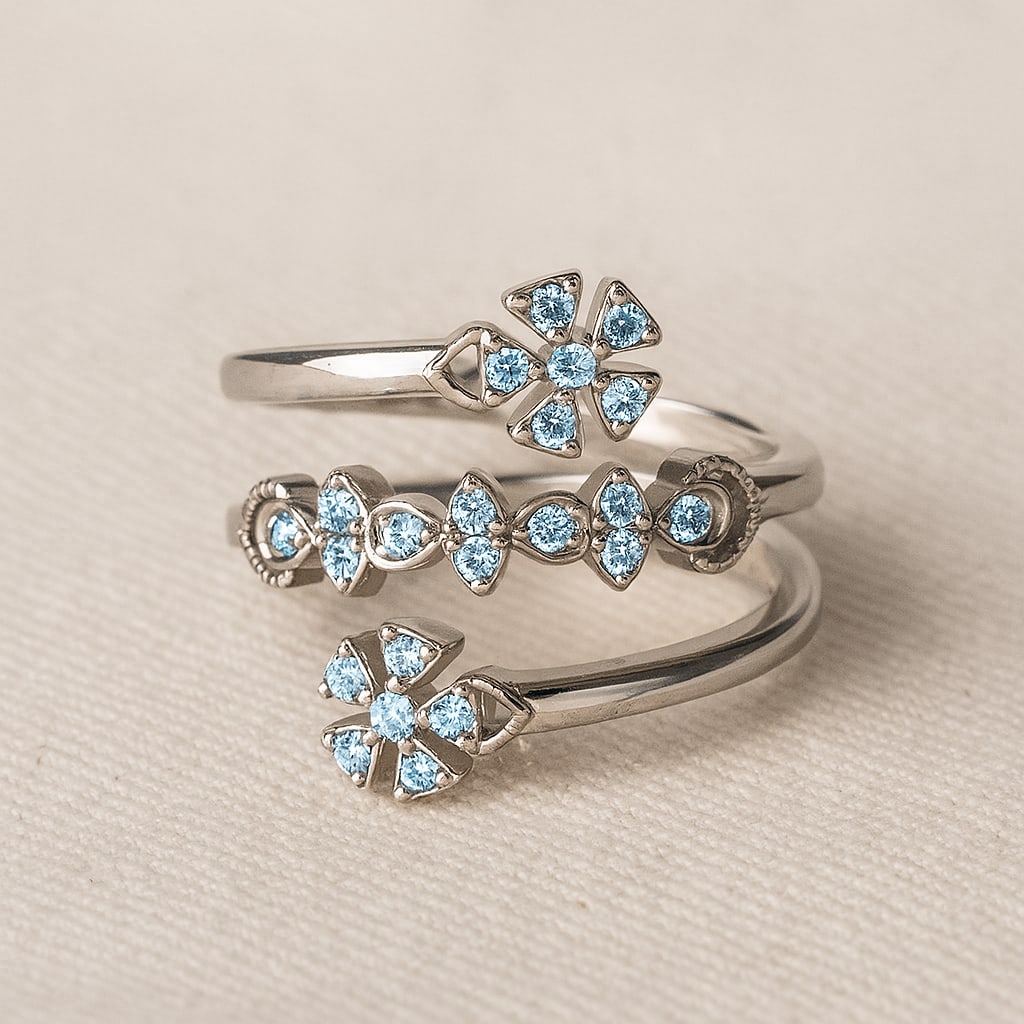 Natural Aquamarine Gemstone 92.5 Sterling Silver Ring: Natural Aquamarine Gemstone 92.5 Sterling Silver Ring Jewelry Type : Ring Gemstone : Natural Aquamarine Gemstone Shape : Round Gemstone Size : 1.7 MM, 1.5 MM Gemstone Quantity : 2 Pieces, 20 Pieces