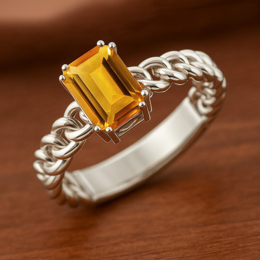 Natural Citrine Gemstone 92.5 Sterling Silver Ring (1 of 7)