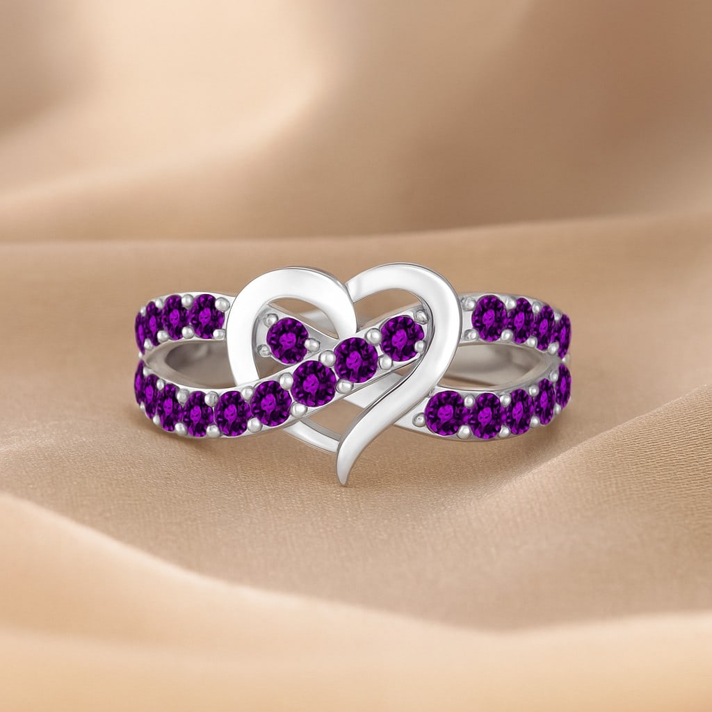 Natural Amethyst Gemstone 92.5 Sterling Silver Ring (1 of 7)