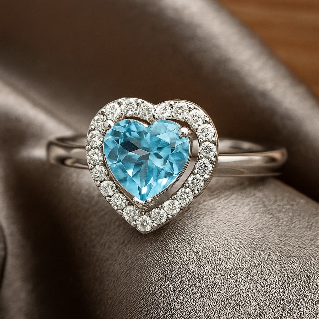 Natural Aquamarine Gemstone & Lab Grown Diamonds Silver Ring: Natural Aquamarine Gemstone & Lab Grown Diamonds Silver Ring Jewelry Type : Ring Gemstone : Natural Aquamarine Gemstone Shape : Heart Gemstone Size : 6 MM Gemstone Quantity : 1 Piece Diamond