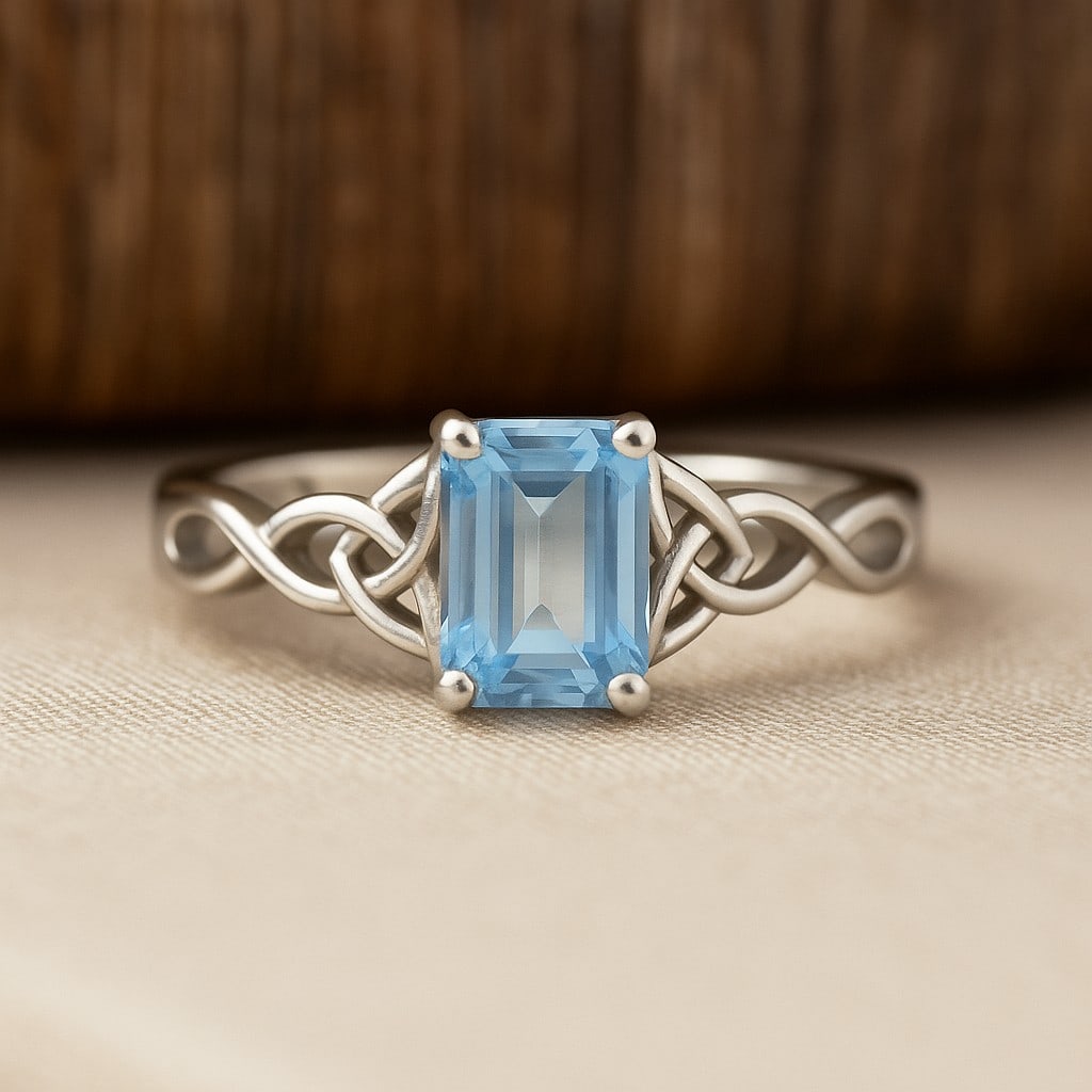 Natural Aquamarine Gemstone 92.5 Sterling Silver Ring (1 of 6)