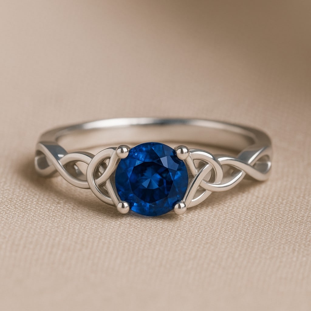 Natural Blue Sapphire Gemstone 92.5 Sterling Silver Ring (1 of 7)