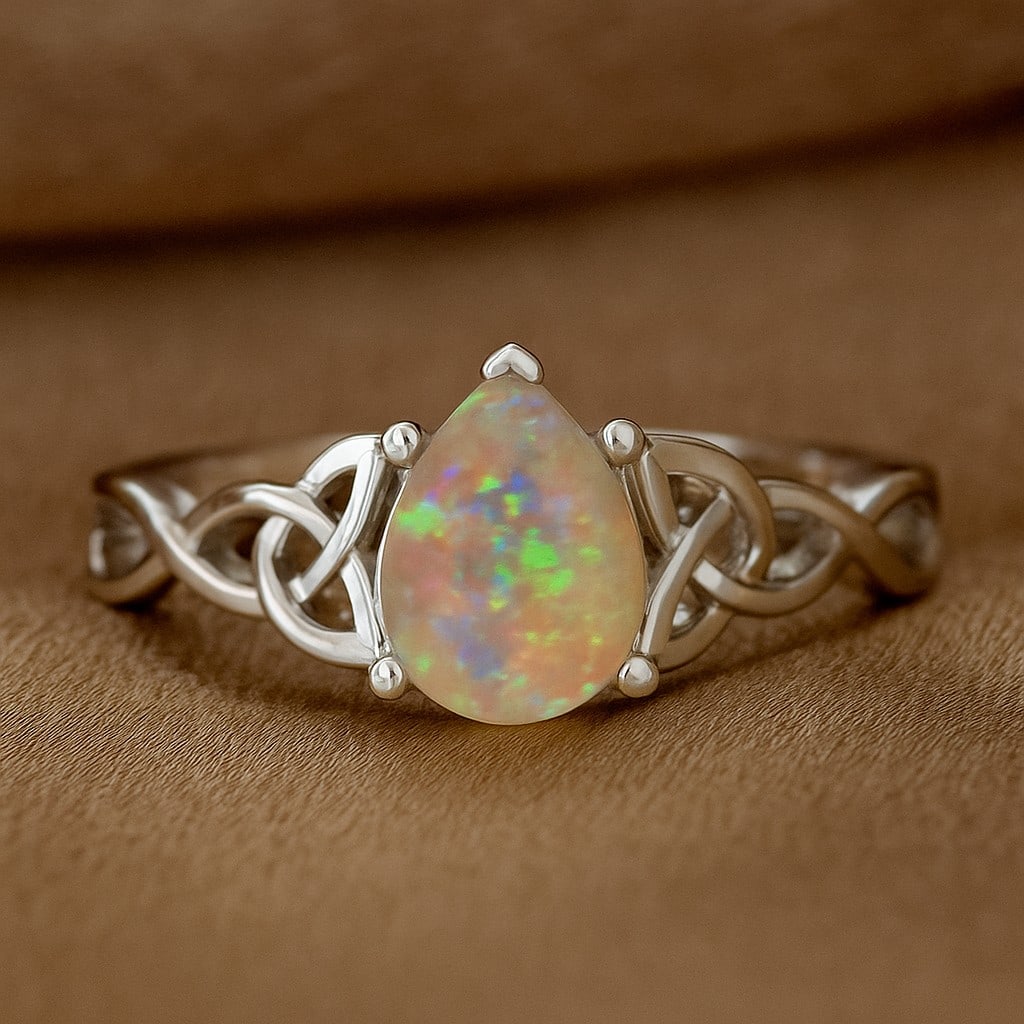 Natural Opal Gemstone 92.5 Sterling Silver Ring (1 of 7)