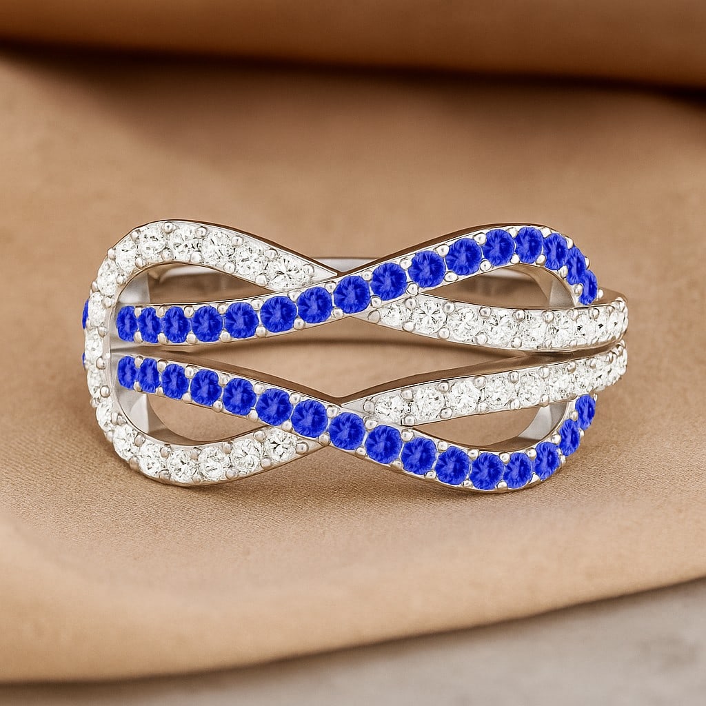 Natural Tanzanite Gemstone & Lab Grown Diamonds Silver Ring: Natural Tanzanite Gemstone & Lab Grown Diamonds Silver Ring Jewelry Type : Ring Gemstone : Natural Tanzanite Gemstone Shape : Round Gemstone Size : 1.4 MM, 1.3MM, 1.1 MM Gemstone Quantity : 36,1 ,