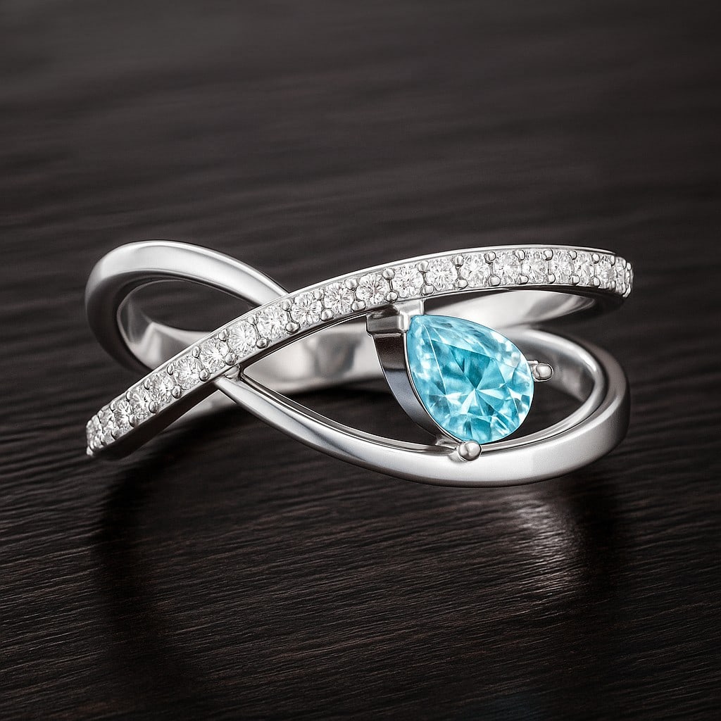 Natural Aquamarine Gemstone & Lab Grown Diamonds Silver Ring: Natural Aquamarine Gemstone & Lab Grown Diamonds Silver Ring Jewelry Type : Ring Gemstone : Natural Aquamarine Gemstone Shape : Pear Gemstone Size : 6x4 MM Gemstone Quantity : 1 Piece Diamon