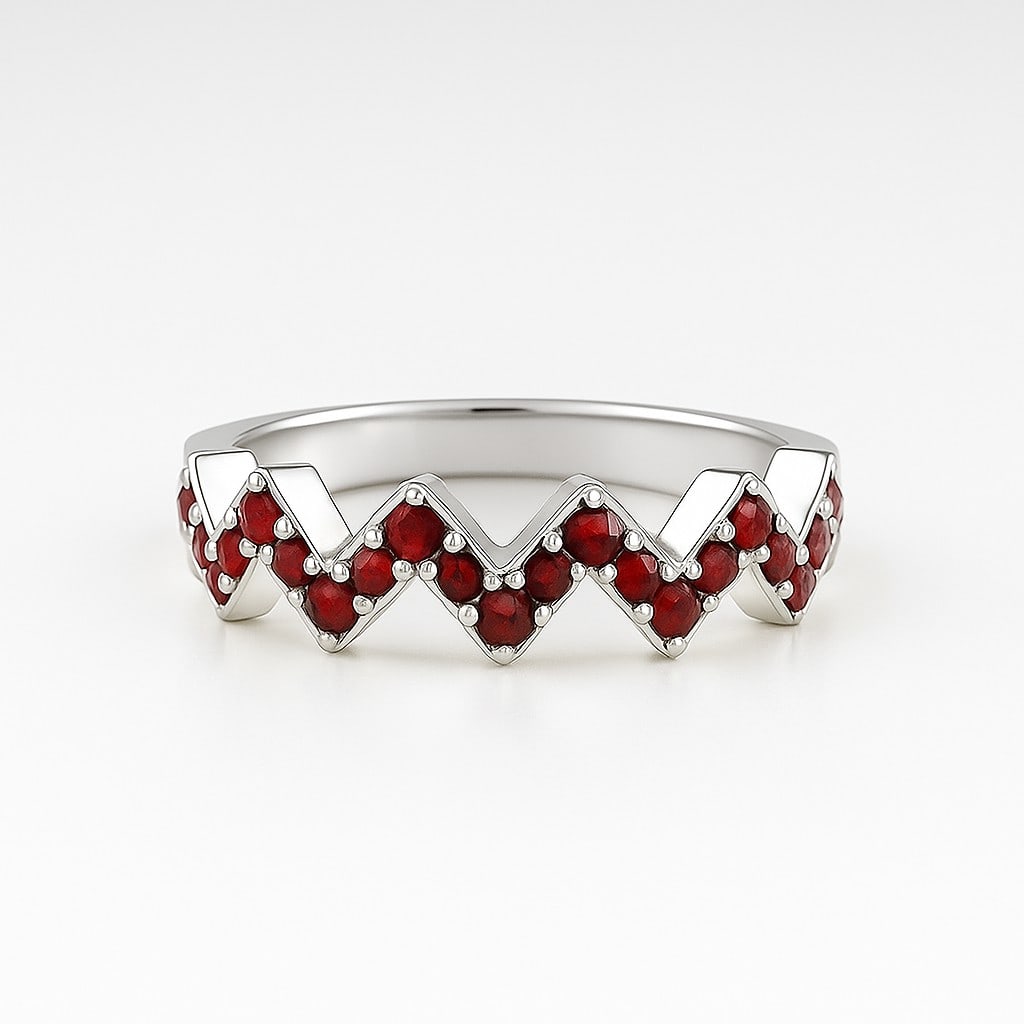 Natural Ruby Gemstone & Lab Grown Diamonds Silver Ring (1 of 7)