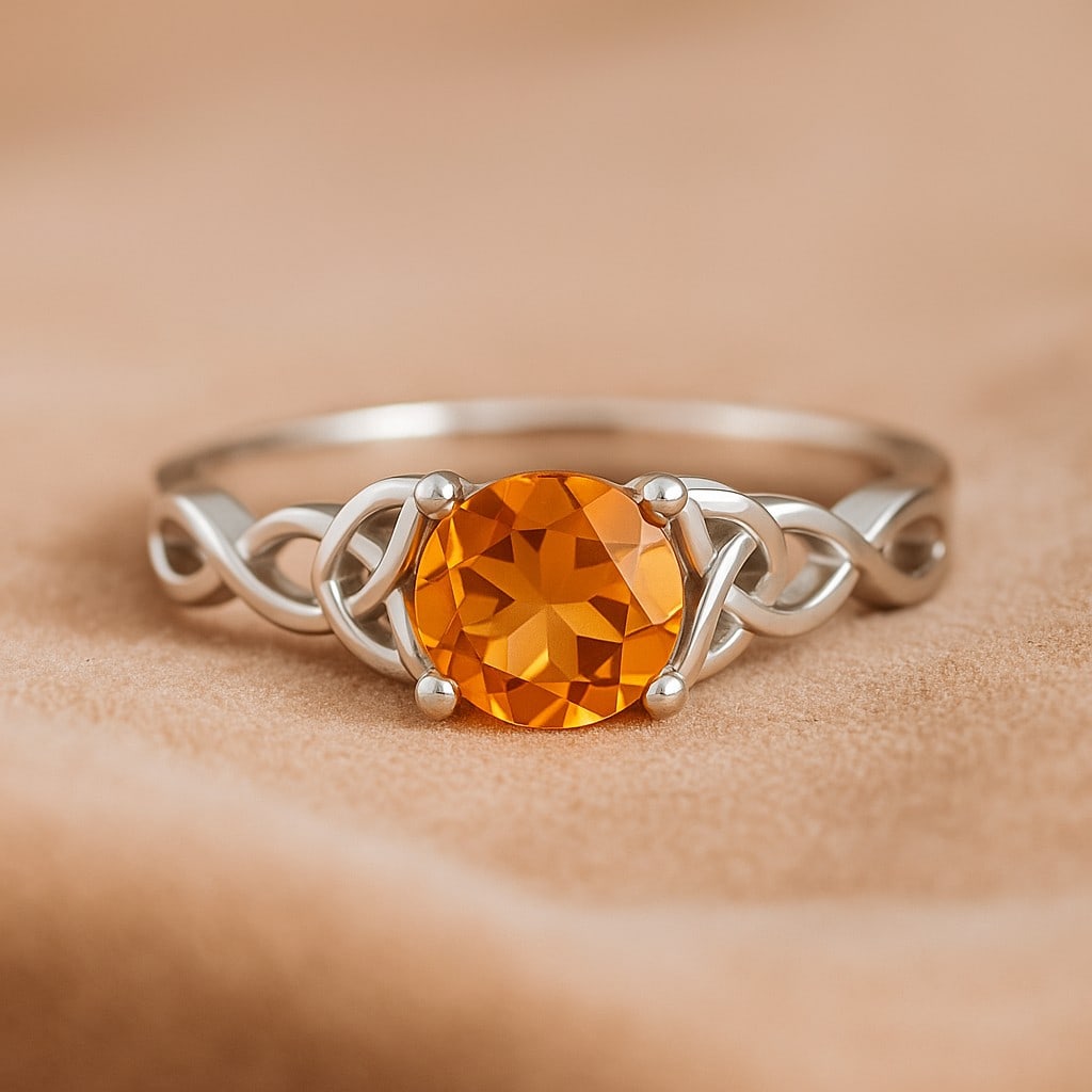 Natural Citrine Gemstone 92.5 Sterling Silver Ring (1 of 7)
