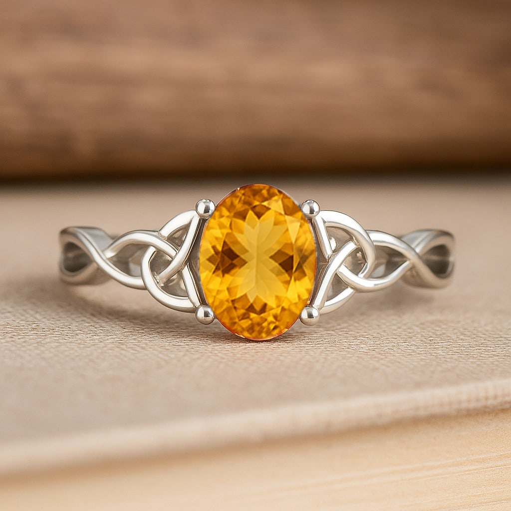Natural Citrine Gemstone 92.5 Sterling Silver Ring (1 of 7)