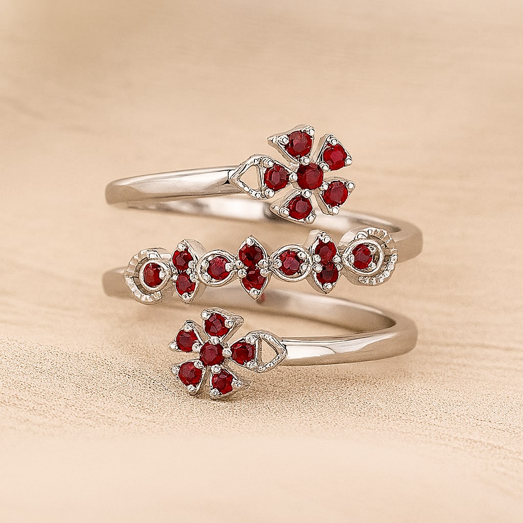 Natural Ruby Gemstone 92.5 Sterling Silver Ring (1 of 7)
