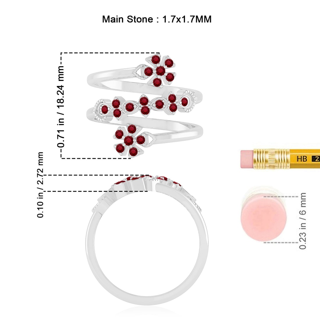 Natural Ruby Gemstone 92.5 Sterling Silver Ring - 7