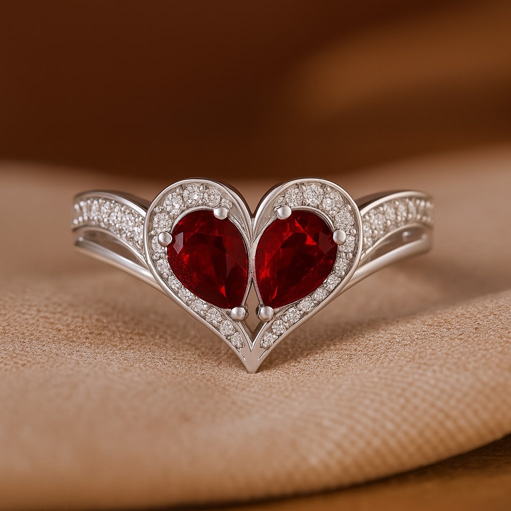 Natural Ruby Gemstone 92.5 Sterling Silver Ring (1 of 7)