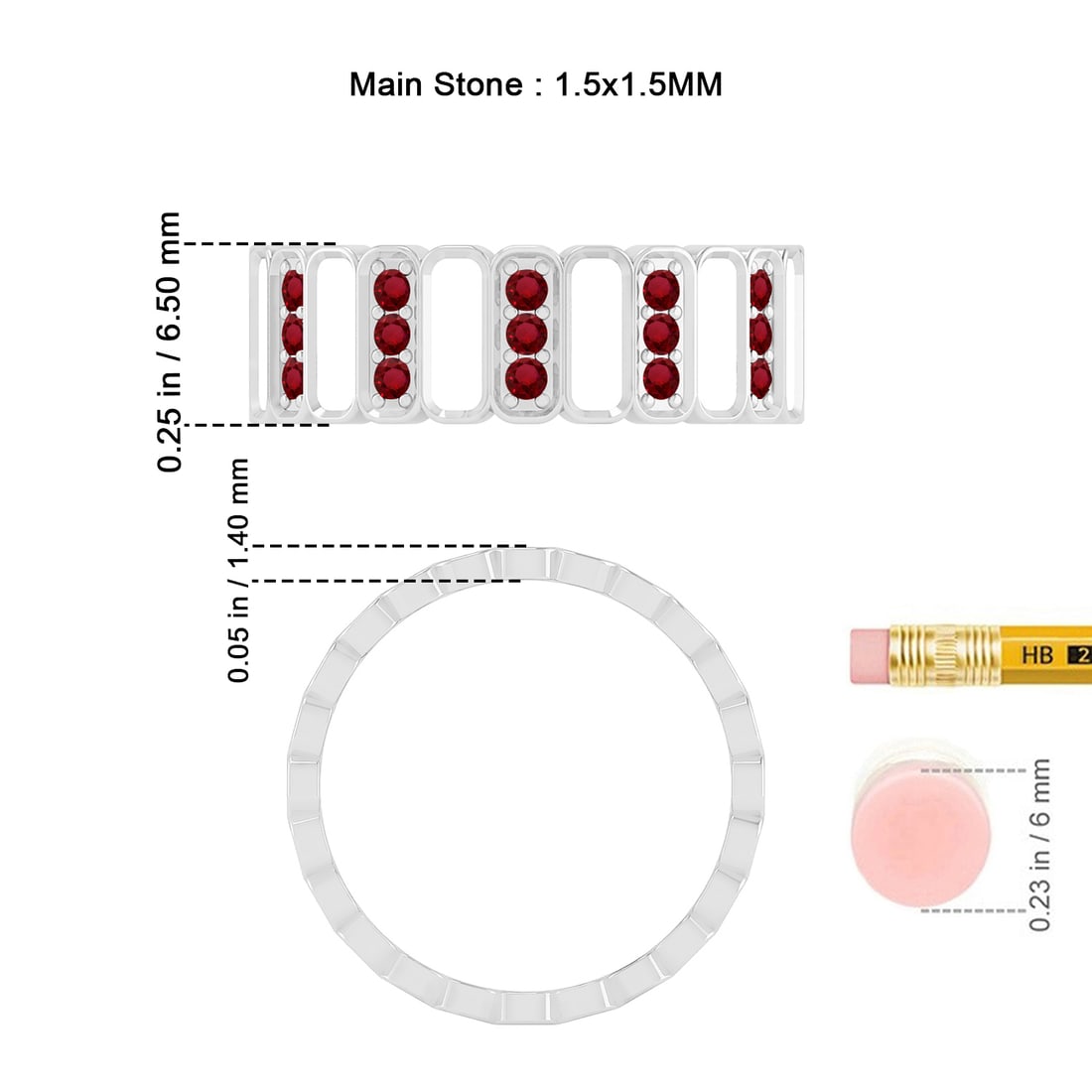 Natural Ruby Gemstone 92.5 Sterling Silver Ring - 7