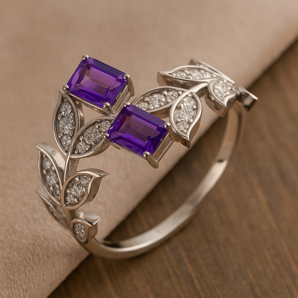 Natural Aquamarine Gemstone & Lab Grown Diamonds Silver Ring: Natural Aquamarine Gemstone & Lab Grown Diamonds Silver Ring Jewelry Type : Ring Gemstone : Natural Aquamarine Gemstone Shape : Emerald Gemstone Size : 5x4 MM Gemstone Quantity : 2 Pieces Diamond