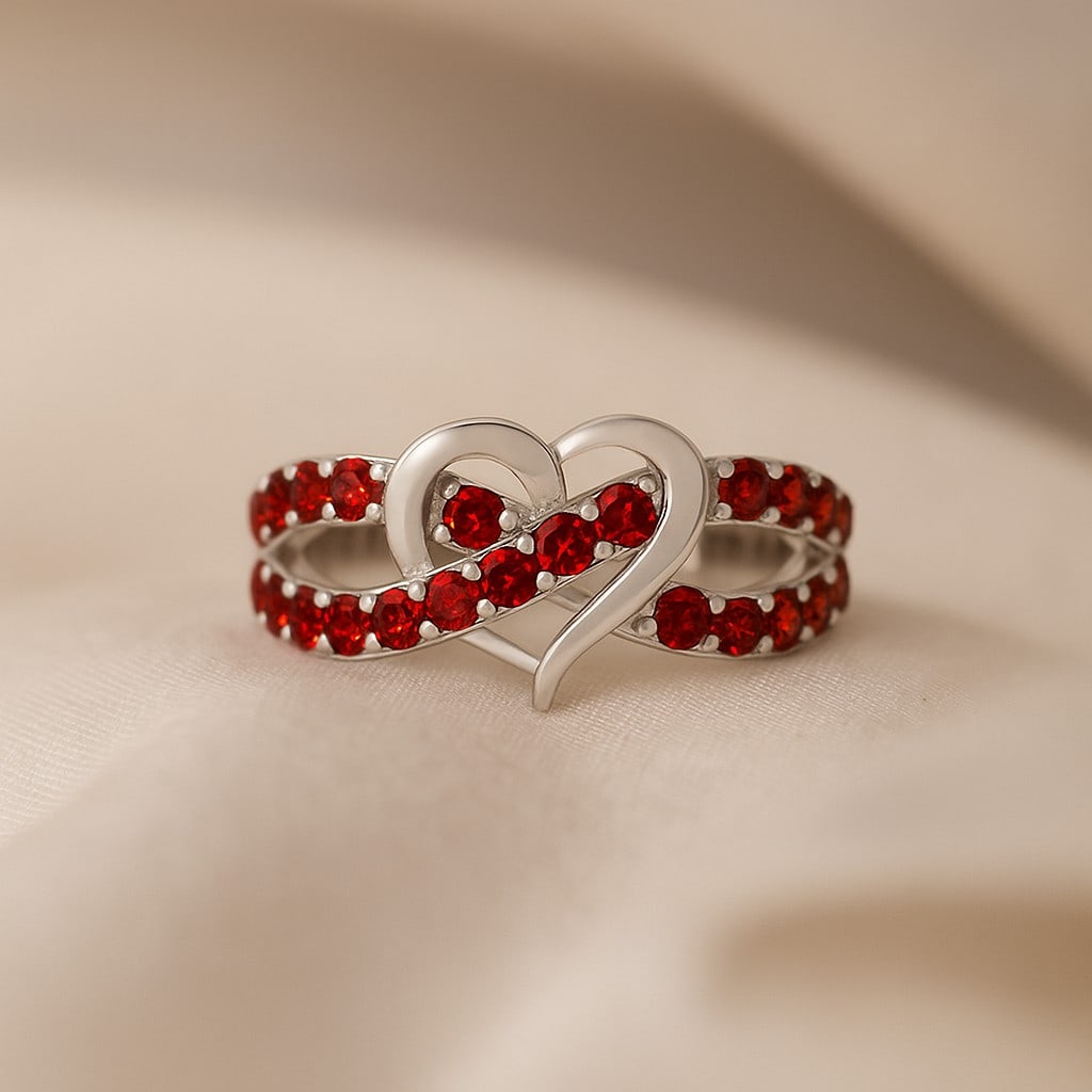 Natural Ruby Gemstone 92.5 Sterling Silver Ring (1 of 7)