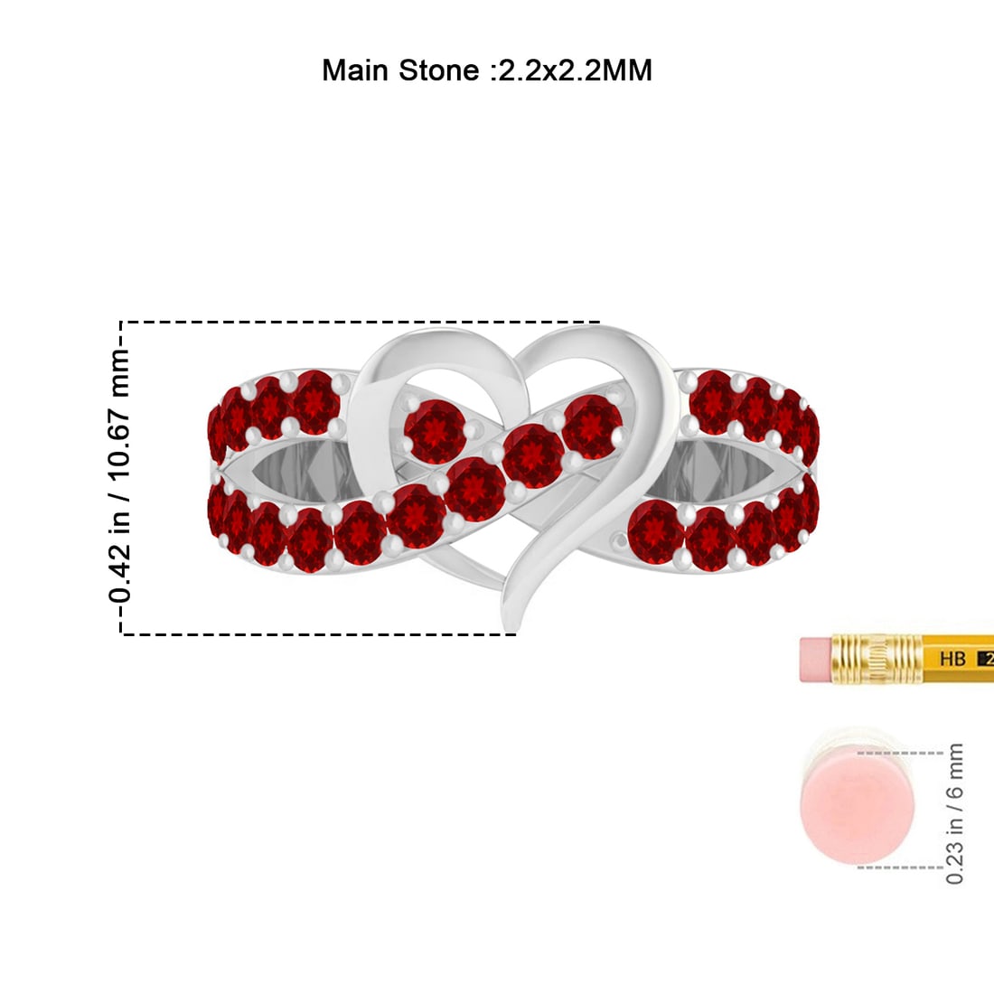 Natural Ruby Gemstone 92.5 Sterling Silver Ring - 7