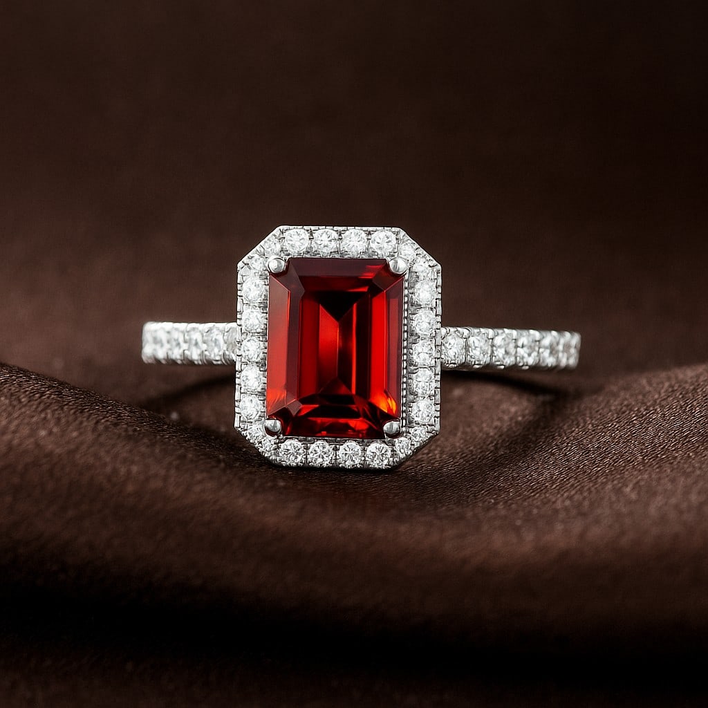 Natural Ruby Gemstone & Lab Grown Diamonds Silver Ring (1 of 7)