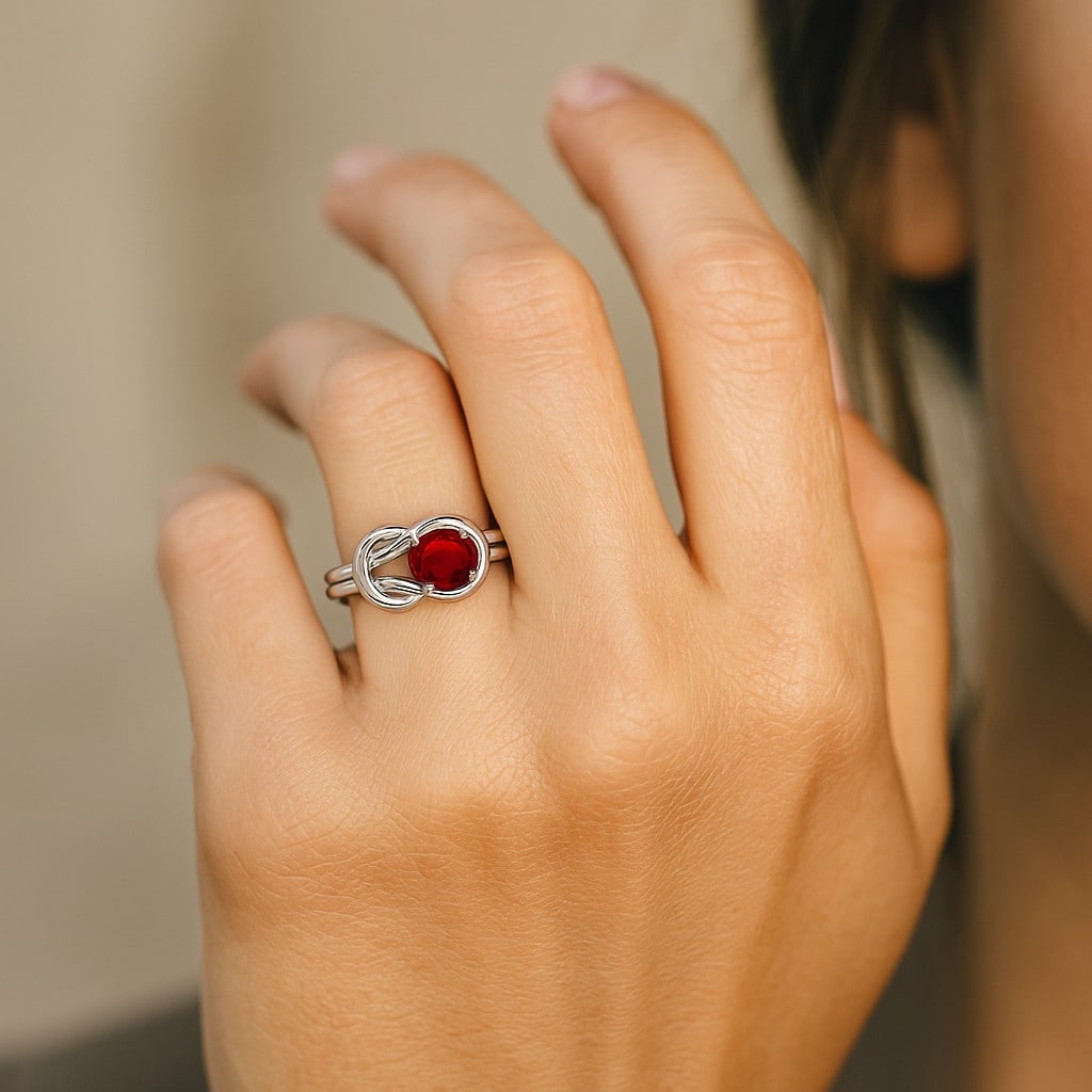 Natural Ruby Gemstone 92.5 Sterling Silver Ring - 3