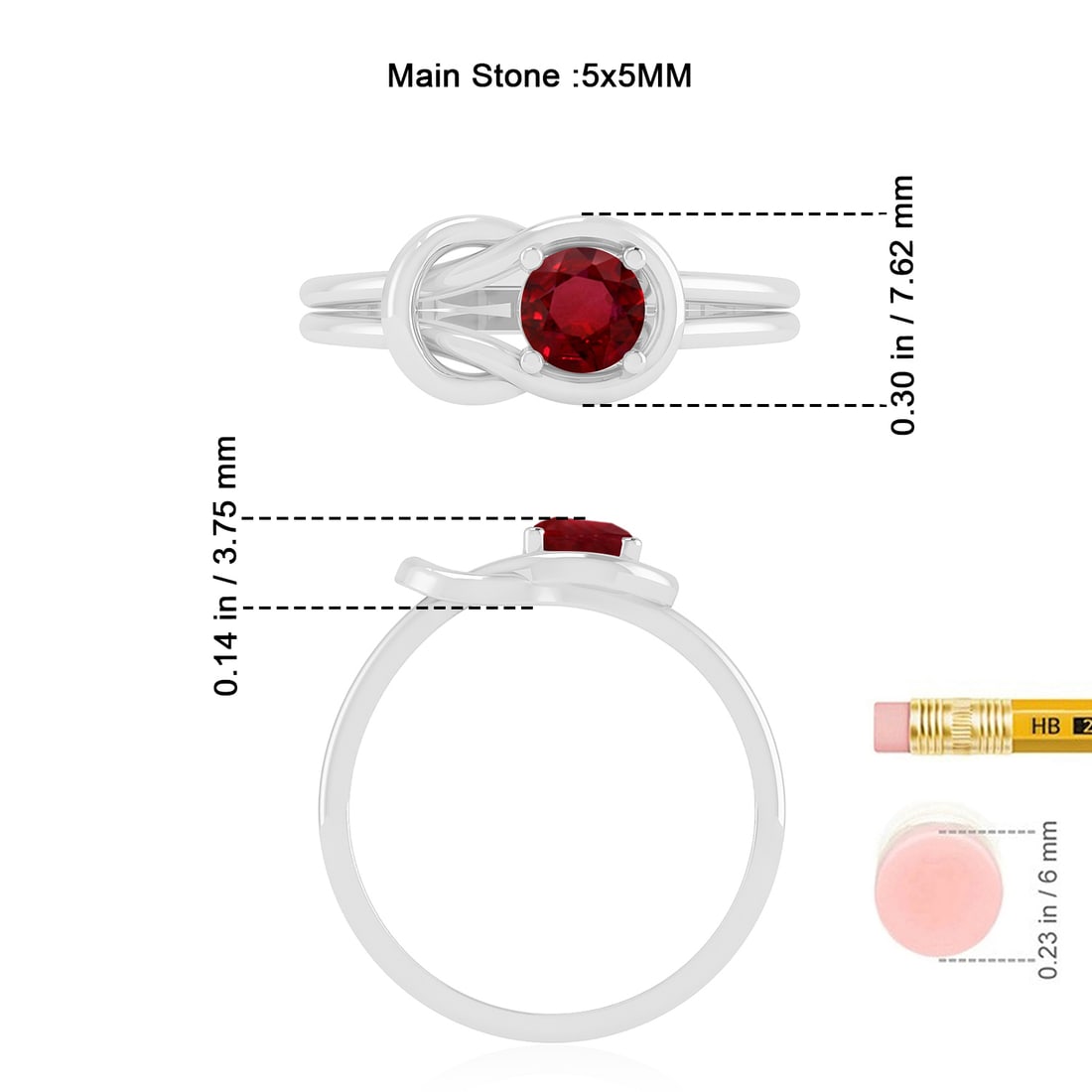 Natural Ruby Gemstone 92.5 Sterling Silver Ring - 7