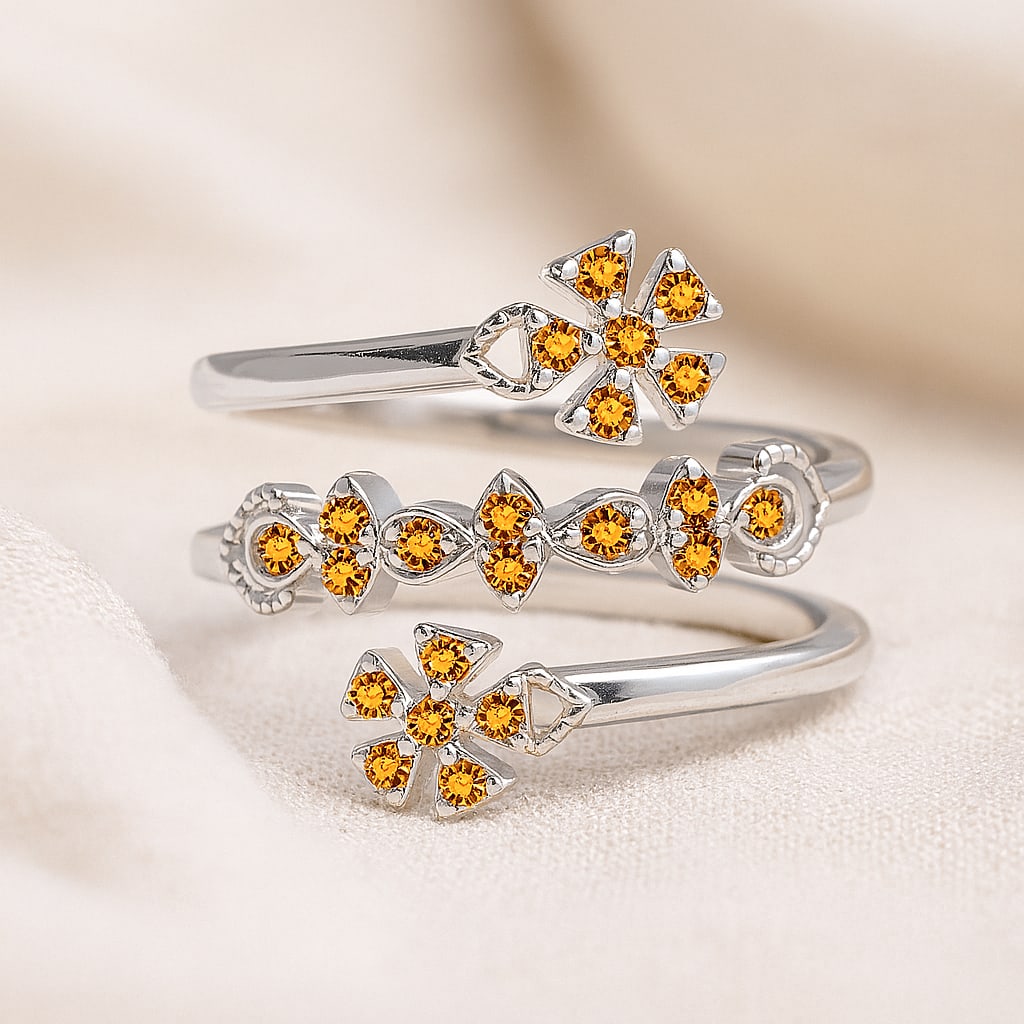 Natural Citrine Gemstone 92.5 Sterling Silver Ring (1 of 7)