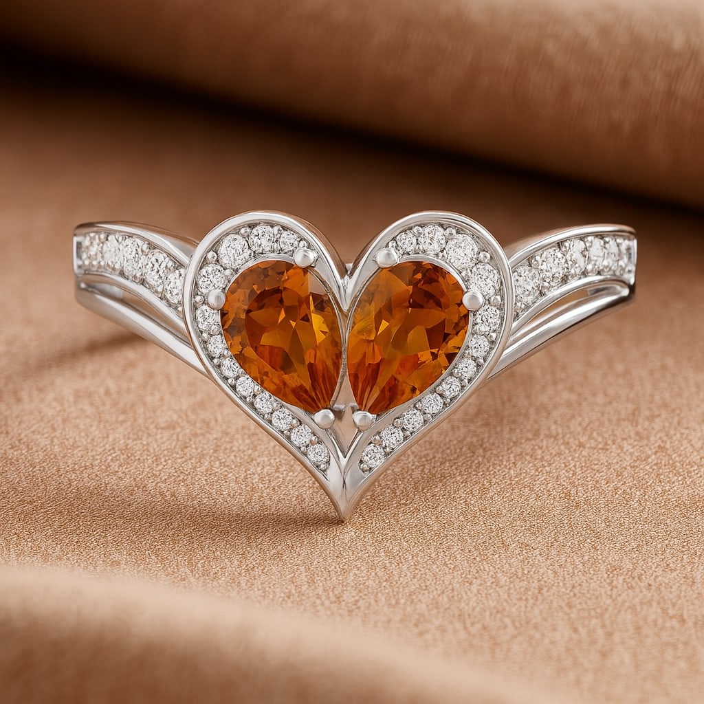 Natural Citrine Gemstone 92.5 Sterling Silver Ring (1 of 7)