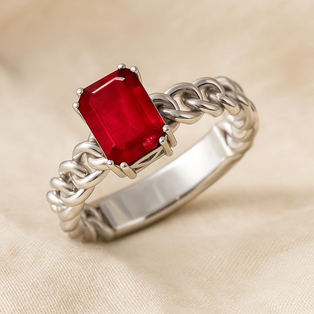 Natural Ruby Gemstone 92.5 Sterling Silver Ring (1 of 7)