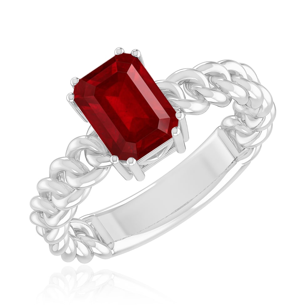 Natural Ruby Gemstone 92.5 Sterling Silver Ring - 2