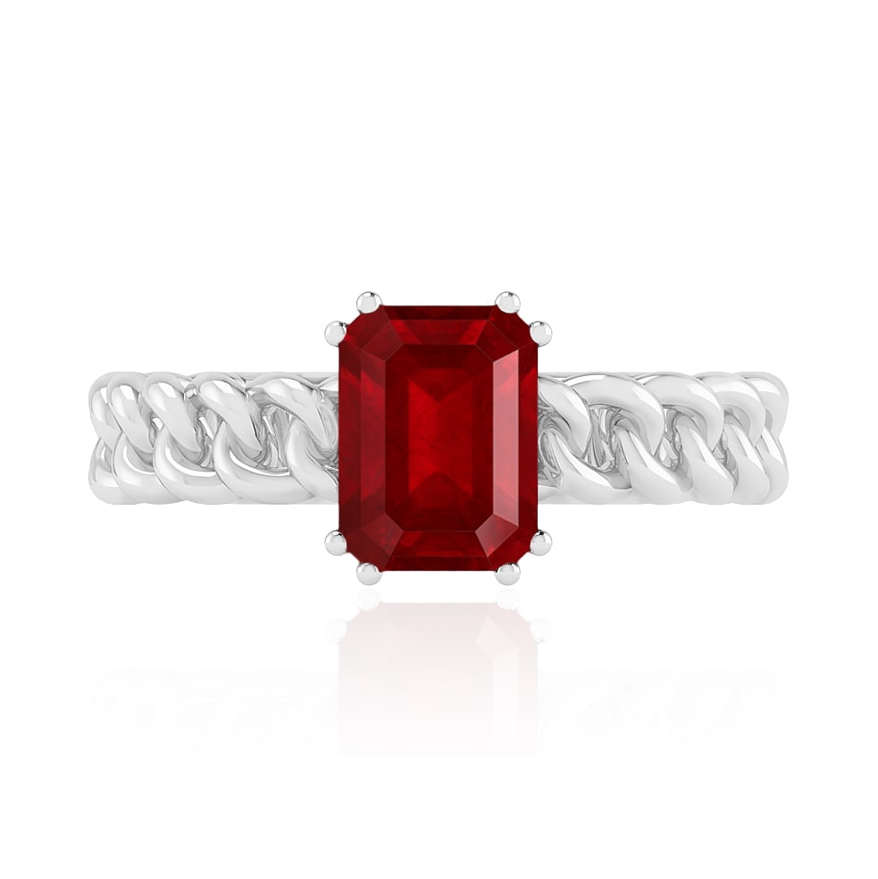 Natural Ruby Gemstone 92.5 Sterling Silver Ring - 4