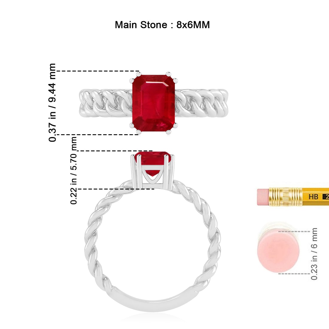 Natural Ruby Gemstone 92.5 Sterling Silver Ring - 7