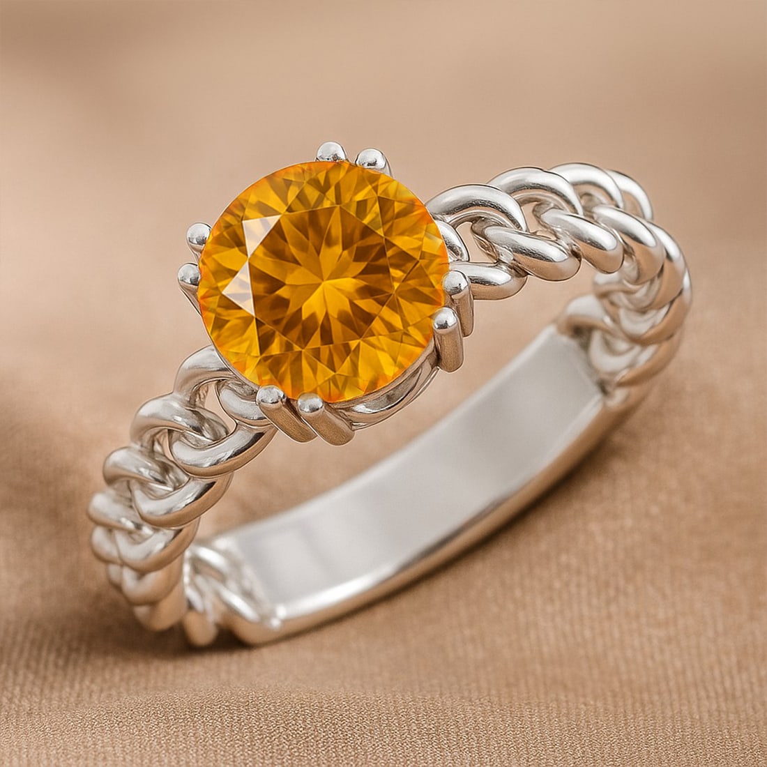Natural Citrine Gemstone 92.5 Sterling Silver Ring (1 of 7)