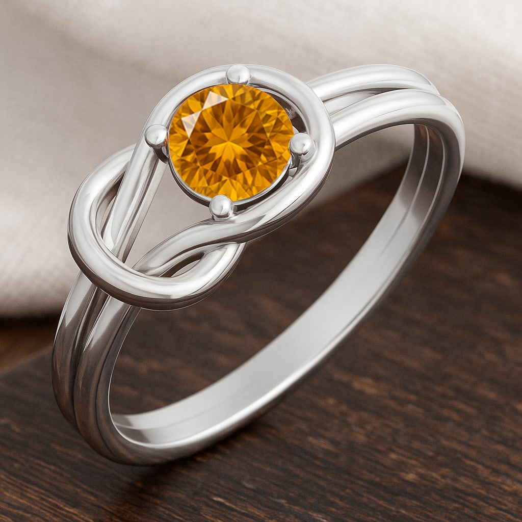Natural Citrine Gemstone 92.5 Sterling Silver Ring (1 of 7)