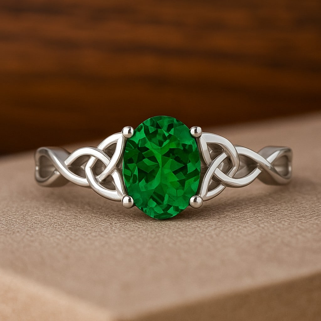 Lab Grown emerald Gemstone 92.5 Sterling Silver Ring (1 of 7)