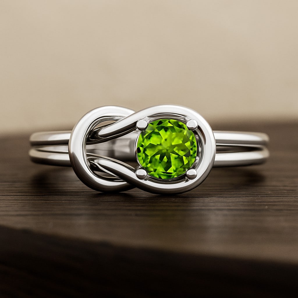 Natural Peridot Gemstone 92.5 Sterling Silver Ring (1 of 7)