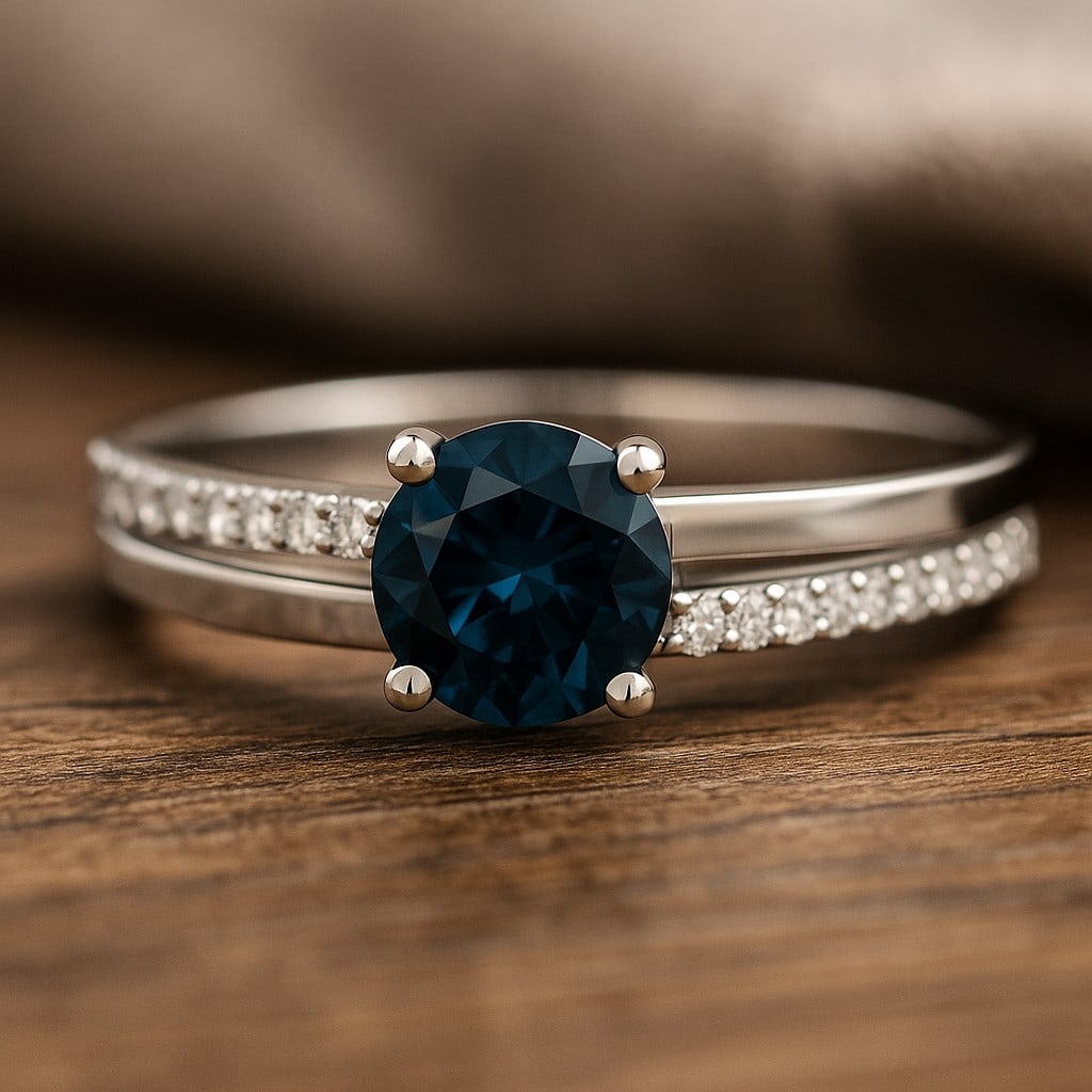 Natural London Blue Topaz Gemstone & Lab Grown Diamonds Silver Ring: Natural London Blue Topaz Gemstone & Lab Grown Diamonds Silver Ring Jewelry Type : Ring Gemstone : Natural London Blue Topaz Gemstone Shape : Round Gemstone Size : 6 MM Gemstone Quantity : 1 Piece<