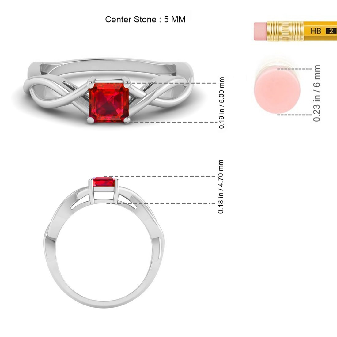 Natural Ruby Gemstone 92.5 Sterling Silver Ring - 7