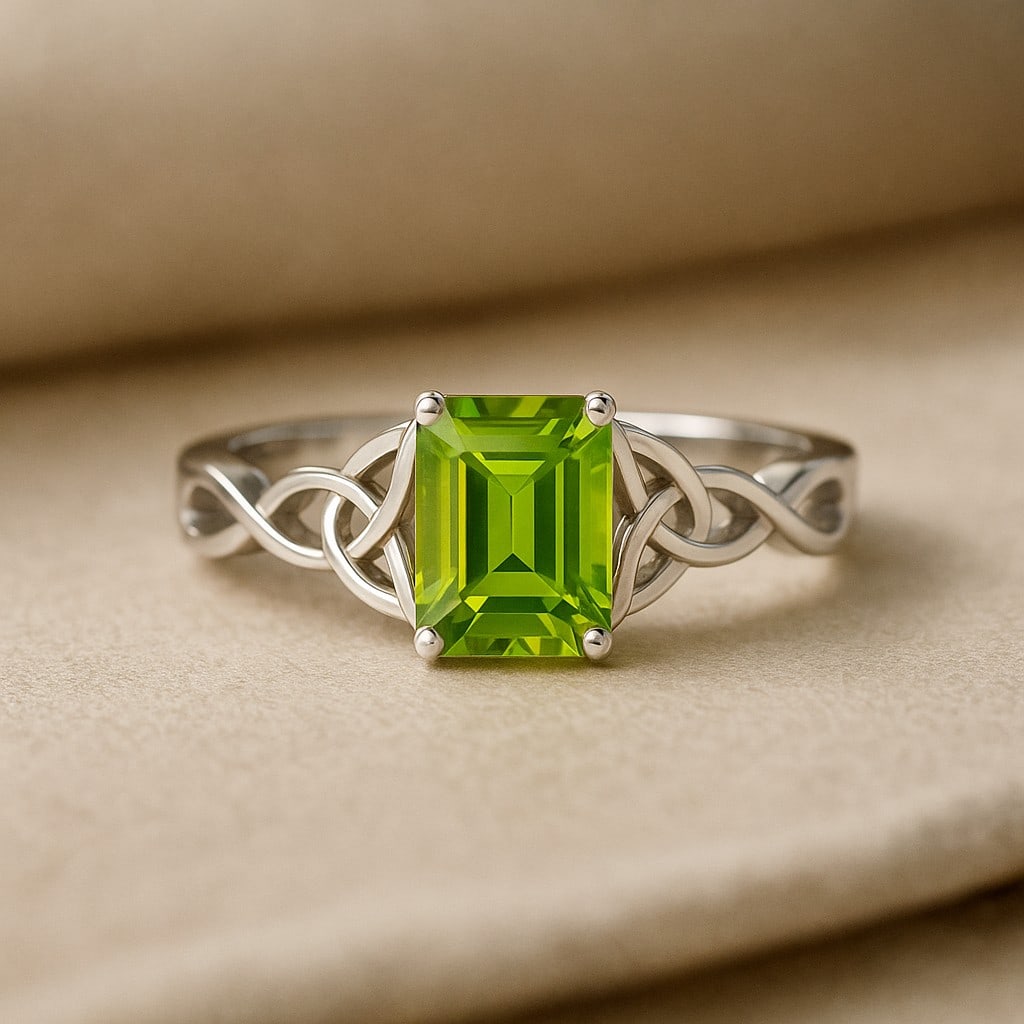 Natural Peridot Gemstone 92.5 Sterling Silver Ring: Natural Peridot Gemstone 92.5 Sterling Silver Ring Jewelry Type : Ring Gemstone : Natural Peridot Gemstone Shape : Emerald Gemstone Size : 8x6 MM Gemstone Quantity : 1 Piece Metal : Silver Metal