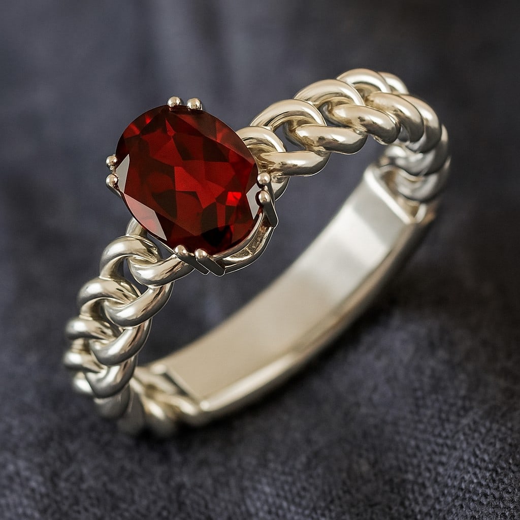 Natural Garnet Gemstone 92.5 Sterling Silver Ring (1 of 7)