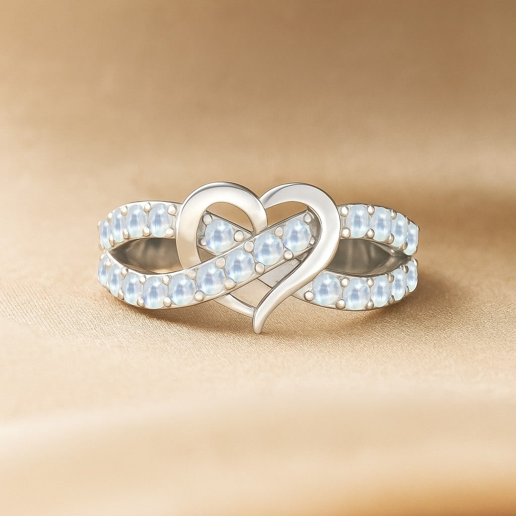 Natural Moonstone Gemstone 92.5 Sterling Silver Ring (1 of 7)