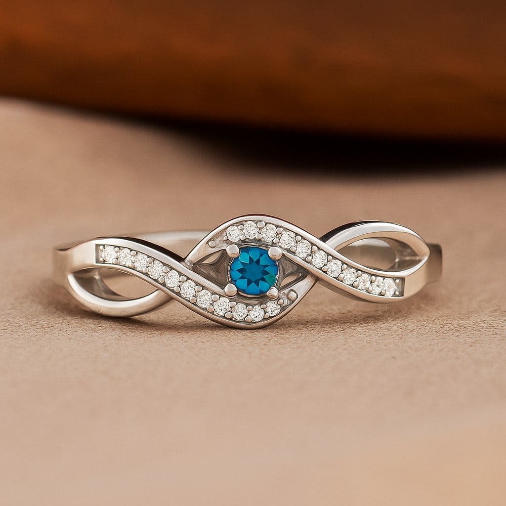 Natural Swiss Blue Topaz Gemstone & Lab Grown Diamonds Silver Ring: Natural Swiss Blue Topaz Gemstone & Lab Grown Diamonds Silver Ring Jewelry Type : Ring Gemstone : Natural Swiss Blue Topaz Gemstone Shape : Round Gemstone Size : 2.2 MM Gemstone Quantity : 1 Piece<
