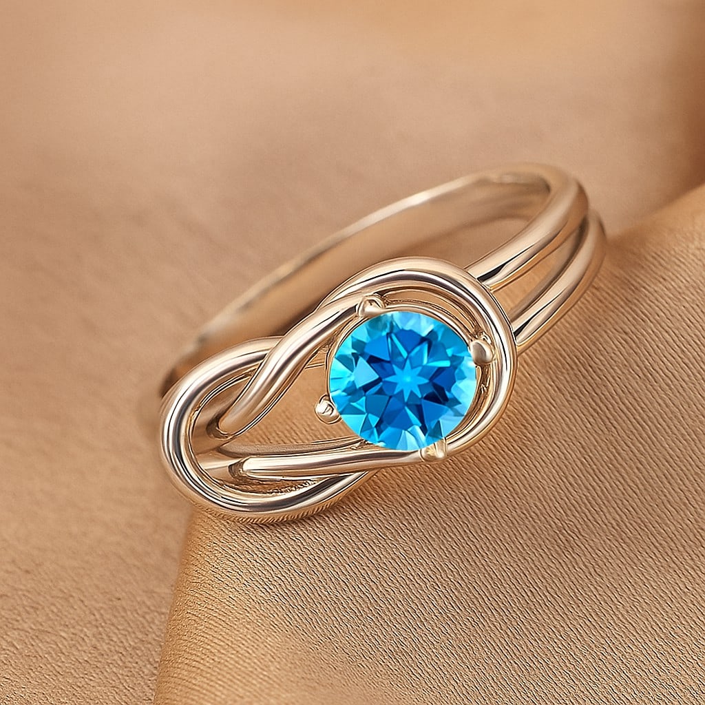 Natural Swiss Blue Topaz Gemstone 92.5 Sterling Silver Ring (1 of 7)