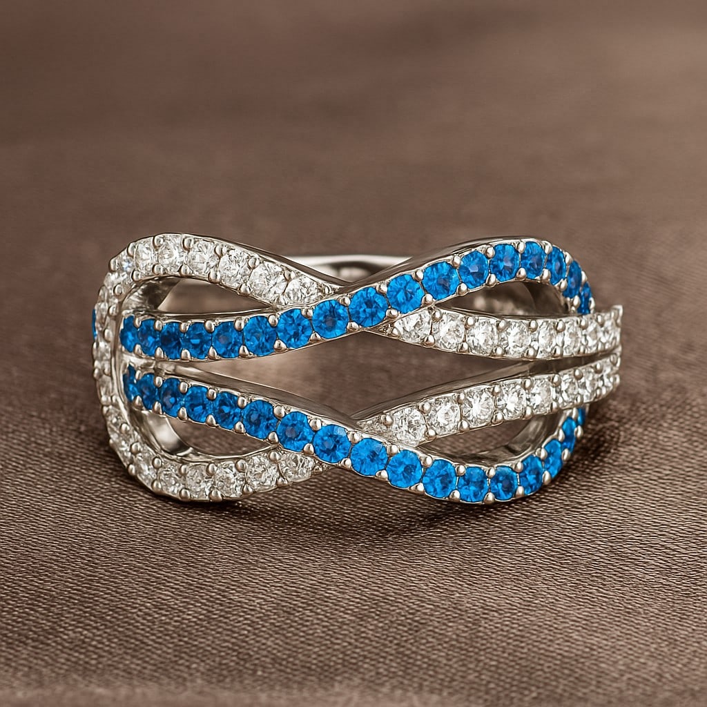 Natural Swiss Blue Topaz Gemstone & Lab Grown Diamonds Silver Ring: Natural Swiss Blue Topaz Gemstone & Lab Grown Diamonds Silver Ring Jewelry Type : Ring Gemstone : Natural Swiss Blue Topaz Gemstone Shape : Round Gemstone Size : 1.4 MM, 1.3MM, 1.1 MM Gemstone Quantit