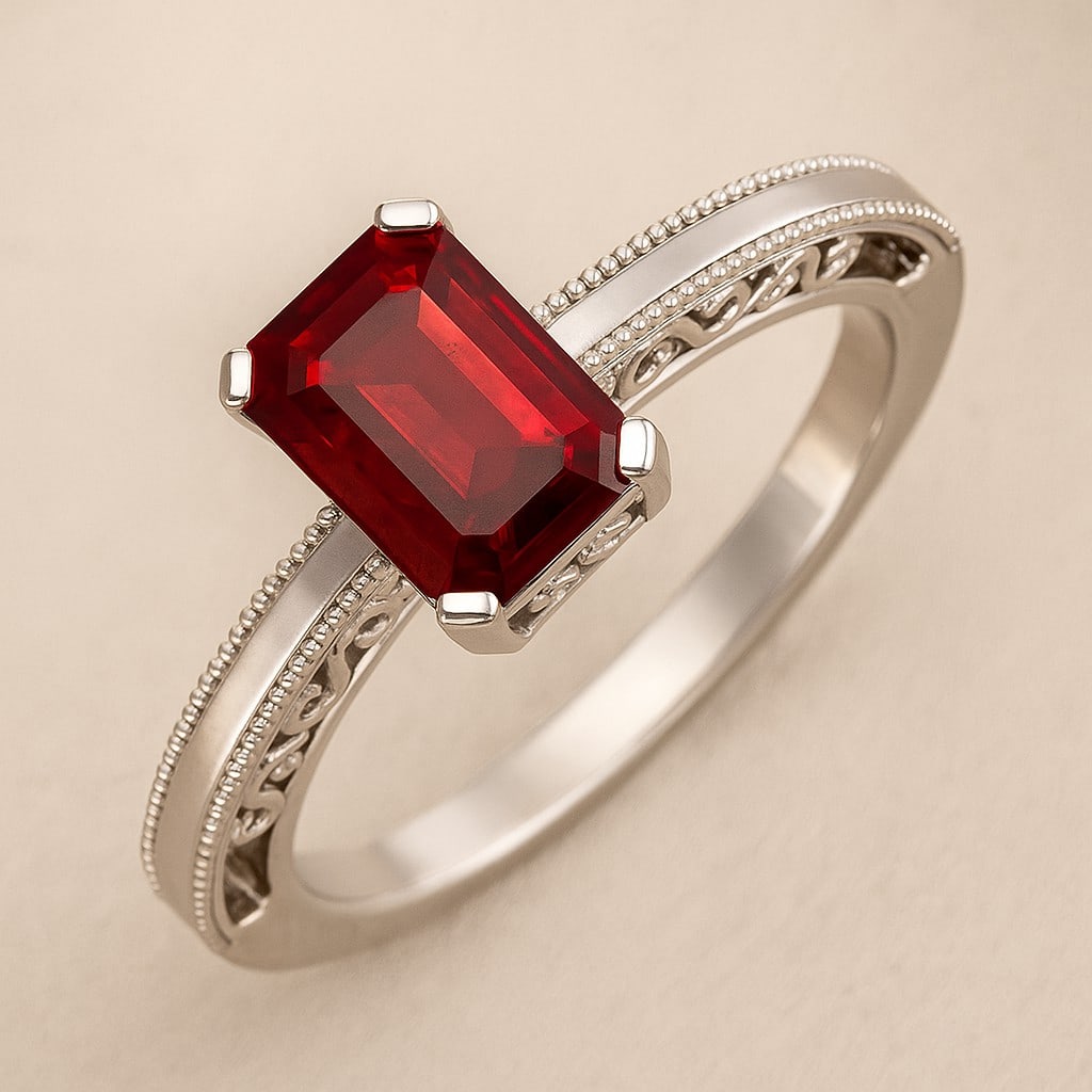 Natural Ruby Gemstone 92.5 Sterling Silver Ring (1 of 7)