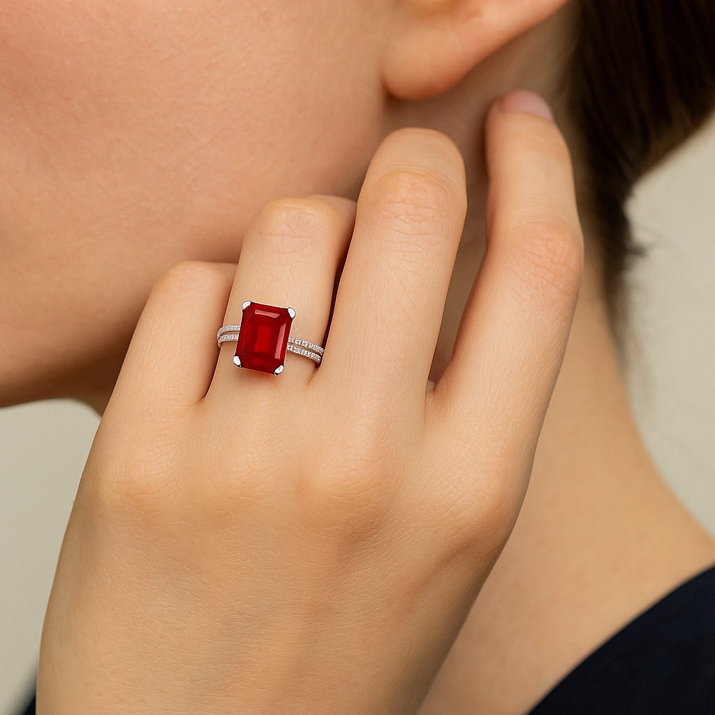 Natural Ruby Gemstone 92.5 Sterling Silver Ring - 3