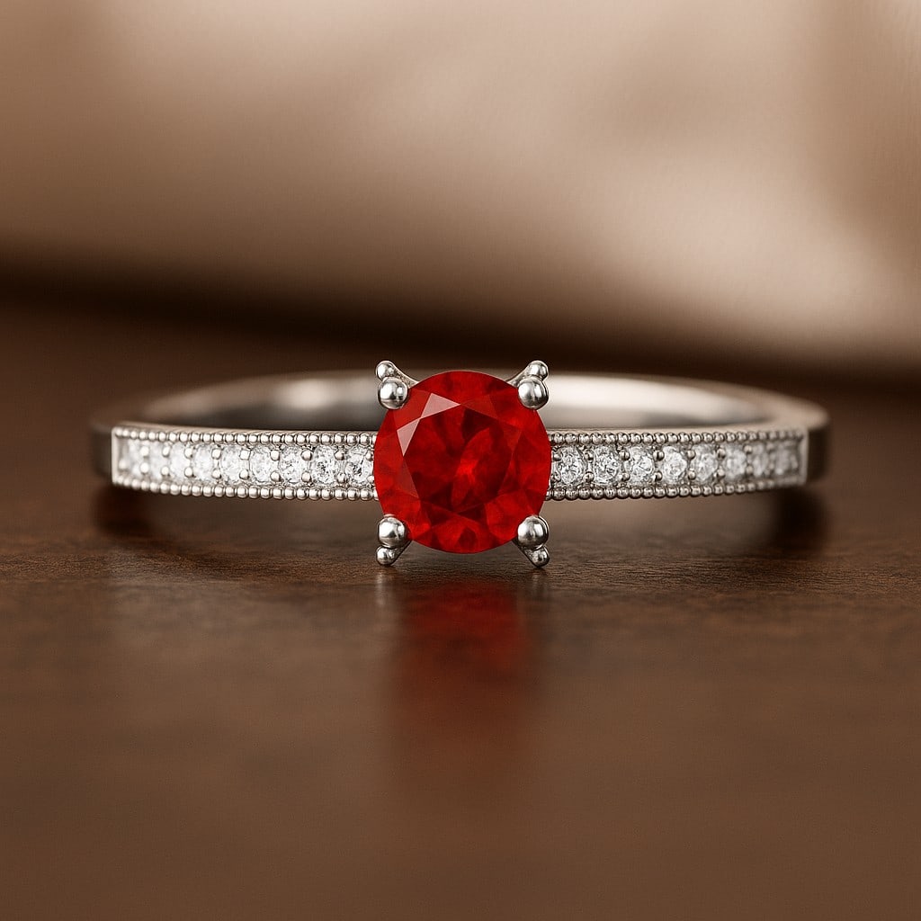 Natural Citrine Gemstone & Lab Grown Diamonds Silver Ring (1 of 7)