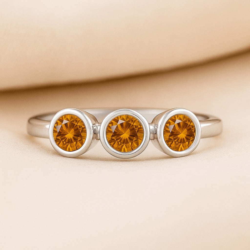 Natural Citrine Gemstone 92.5 Sterling Silver Ring (1 of 7)